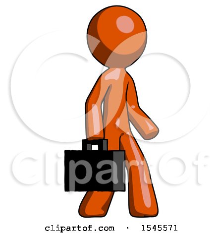 Orange Design Mascot Man Walking with Briefcase to the Right by Leo Blanchette