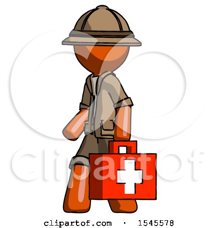 Orange Explorer Ranger Man Walking with Medical Aid Briefcase to Left by Leo Blanchette