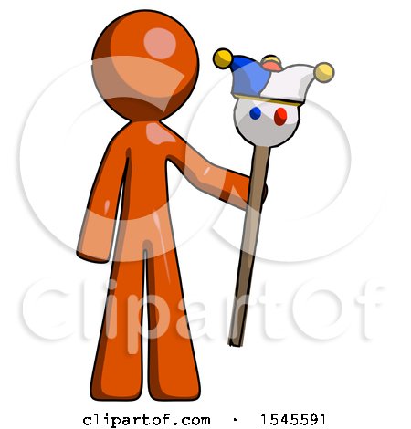 Orange Design Mascot Man Holding Jester Staff by Leo Blanchette