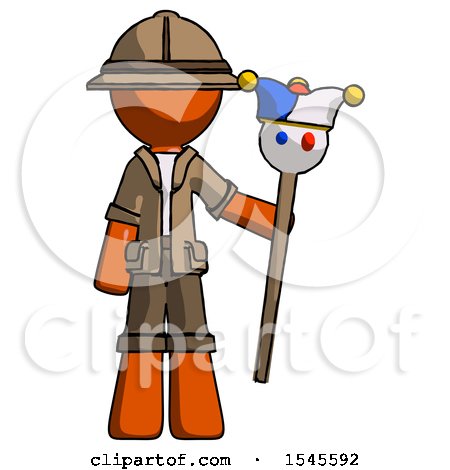 Orange Explorer Ranger Man Holding Jester Staff by Leo Blanchette