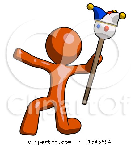 Orange Design Mascot Man Holding Jester Staff Posing Charismatically by Leo Blanchette