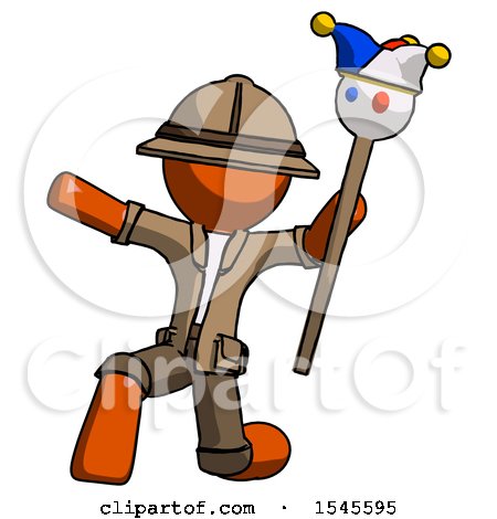 Orange Explorer Ranger Man Holding Jester Staff Posing Charismatically by Leo Blanchette