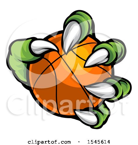 Clipart of a Green Monster Claw Holding a Basketball - Royalty Free Vector Illustration by AtStockIllustration