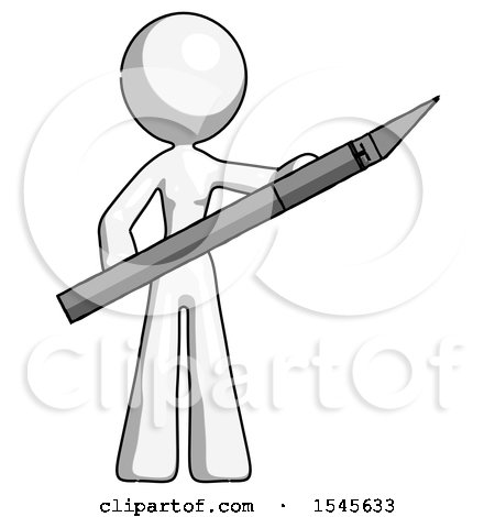 White Design Mascot Woman Holding Large Scalpel by Leo Blanchette
