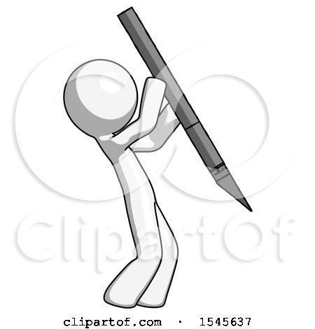 White Design Mascot Man Stabbing or Cutting with Scalpel by Leo Blanchette