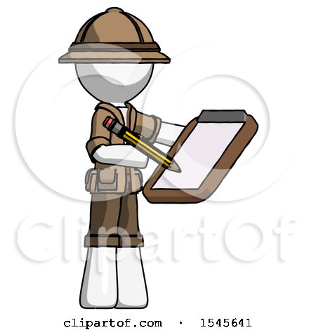 White Explorer Ranger Man Using Clipboard and Pencil by Leo Blanchette