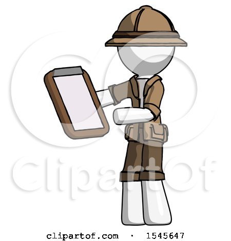 White Explorer Ranger Man Reviewing Stuff on Clipboard by Leo Blanchette