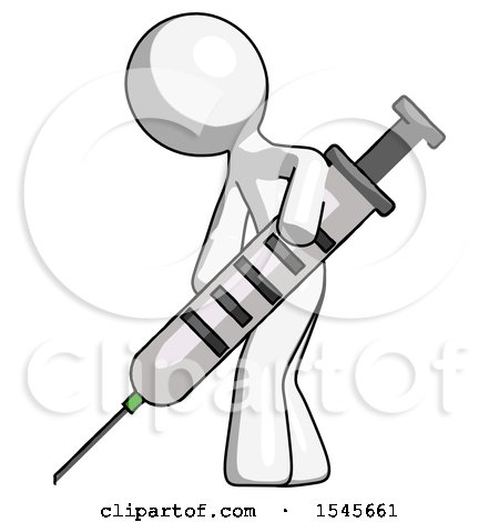 White Design Mascot Man Using Syringe Giving Injection by Leo Blanchette