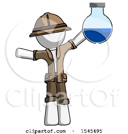 White Explorer Ranger Man Holding Large Round Flask or Beaker by Leo Blanchette