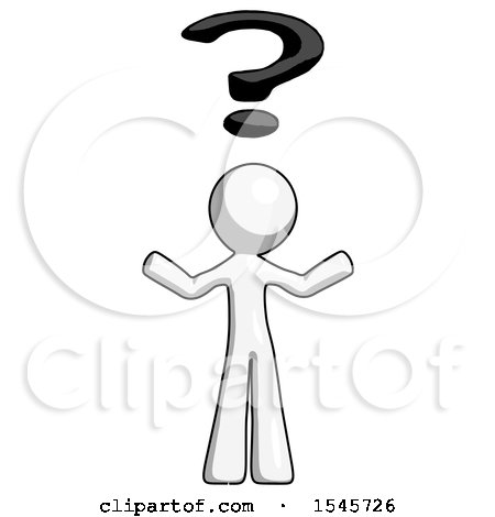 White Design Mascot Man with Question Mark Above Head, Confused by Leo Blanchette