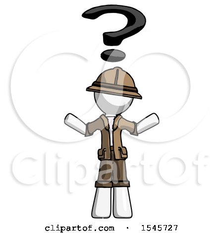 White Explorer Ranger Man with Question Mark Above Head, Confused by Leo Blanchette