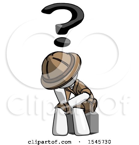 White Explorer Ranger Man Thinker Question Mark Concept by Leo Blanchette