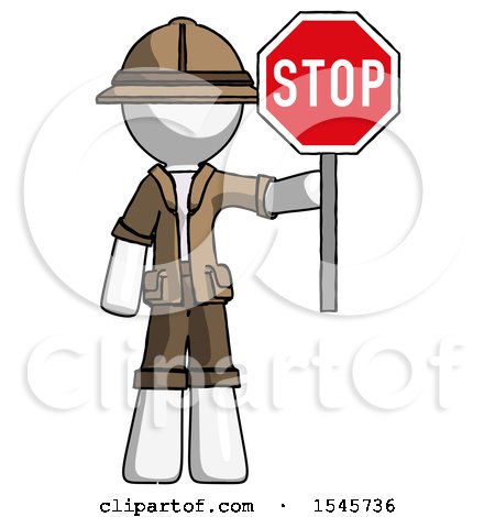 White Explorer Ranger Man Holding Stop Sign by Leo Blanchette