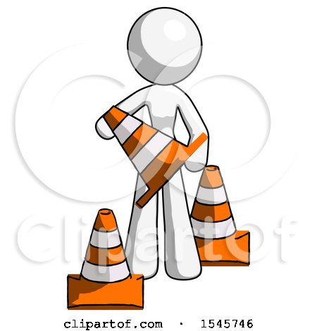 White Design Mascot Woman Holding a Traffic Cone by Leo Blanchette