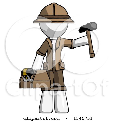 White Explorer Ranger Man Holding Tools and Toolchest Ready to Work by Leo Blanchette