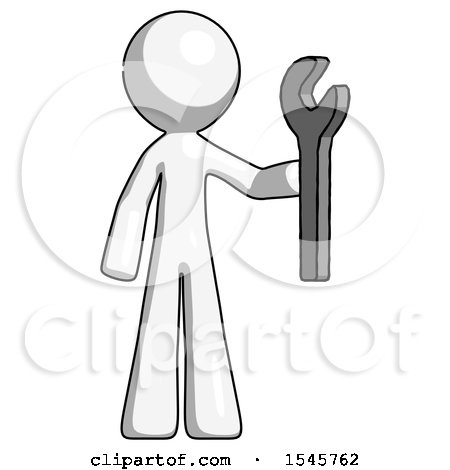 White Design Mascot Man Holding Wrench Ready to Repair or Work by Leo Blanchette