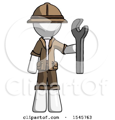 White Explorer Ranger Man Holding Wrench Ready to Repair or Work by Leo Blanchette