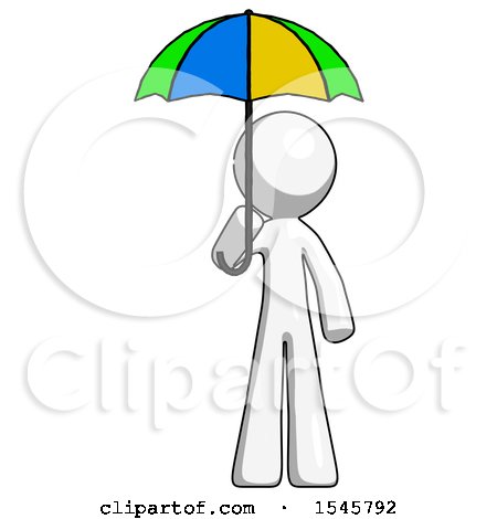 White Design Mascot Man Holding Umbrella Rainbow Colored by Leo Blanchette