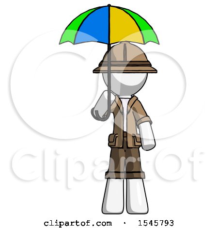 White Explorer Ranger Man Holding Umbrella Rainbow Colored by Leo Blanchette