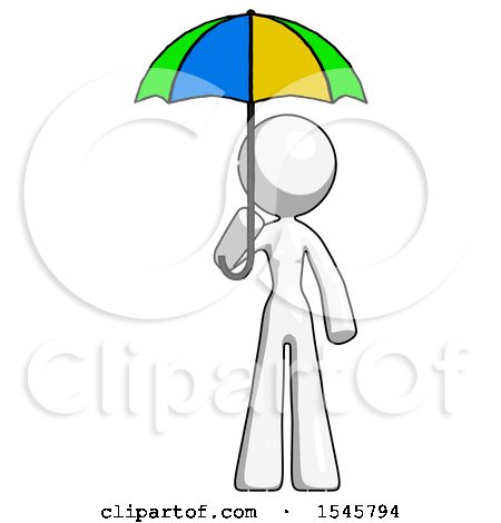 White Design Mascot Woman Holding Umbrella Rainbow Colored by Leo Blanchette