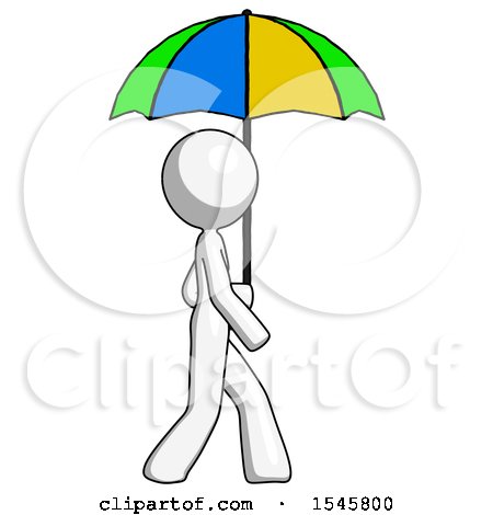 White Design Mascot Woman Walking with Colored Umbrella by Leo Blanchette
