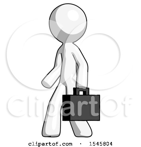 White Design Mascot Man Walking with Briefcase to the Left by Leo Blanchette