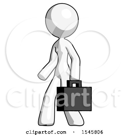 White Design Mascot Woman Man Walking with Briefcase to the Left by Leo Blanchette