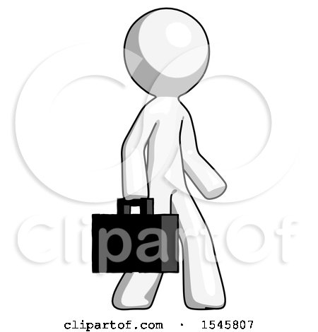 White Design Mascot Man Walking with Briefcase to the Right by Leo Blanchette