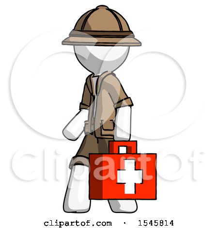 White Explorer Ranger Man Walking with Medical Aid Briefcase to Left by Leo Blanchette