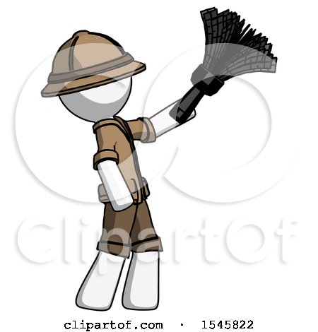 White Explorer Ranger Man Dusting with Feather Duster Upwards by Leo Blanchette