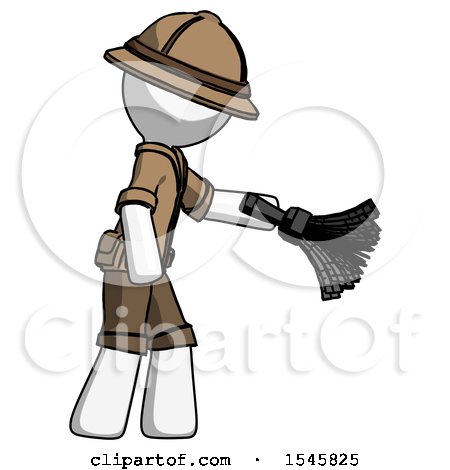 White Explorer Ranger Man Dusting with Feather Duster Downwards by Leo Blanchette