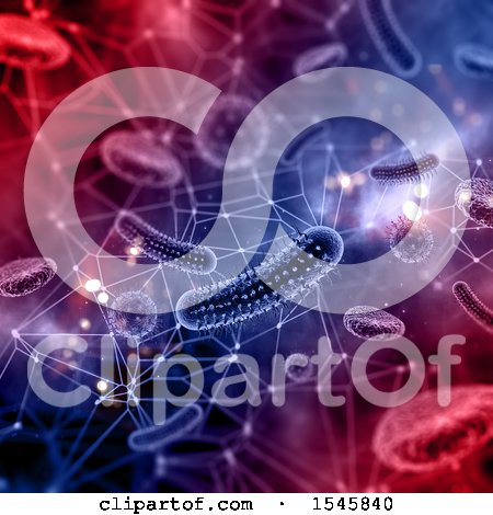 Clipart of a 3d Dna Strand, Network, and Virus Background - Royalty Free Illustration by KJ Pargeter
