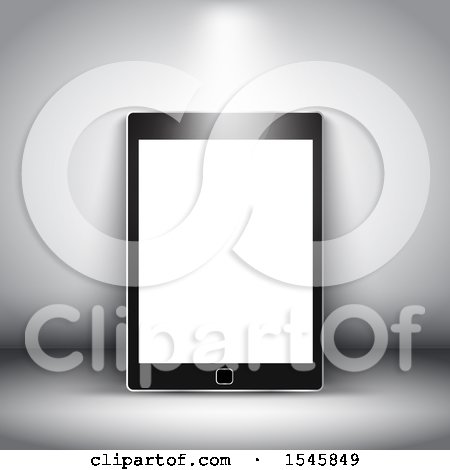 Clipart of a 3d Tablet with a Blank Screen - Royalty Free Illustration by KJ Pargeter