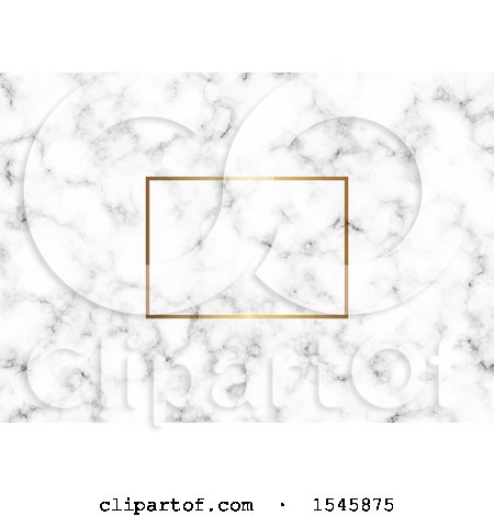 Clipart of a Gold Frame over a Marble Background Texture - Royalty Free Vector Illustration by KJ Pargeter