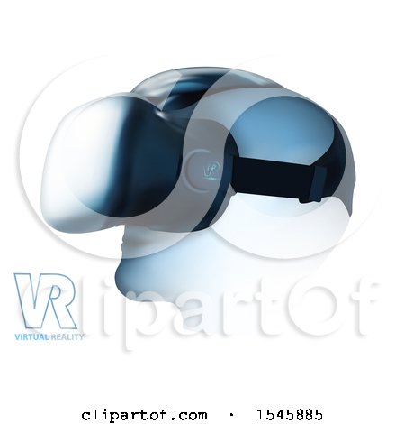 Clipart of a Head Wearing Virtual Reality Goggles, with Text, on a White Background - Royalty Free Vector Illustration by dero