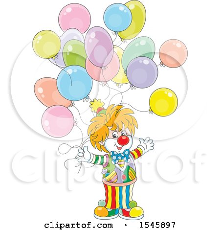 Clipart of a Clown with Birthday Party Balloons - Royalty Free Vector Illustration by Alex Bannykh