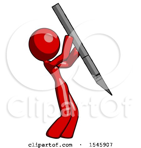 Red Design Mascot Woman Stabbing or Cutting with Scalpel by Leo Blanchette