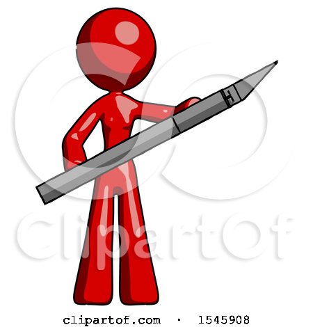 Red Design Mascot Woman Holding Large Scalpel by Leo Blanchette