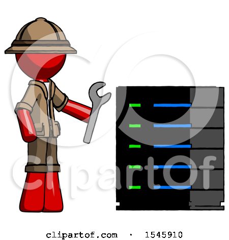 Red Explorer Ranger Man Server Administrator Doing Repairs by Leo Blanchette