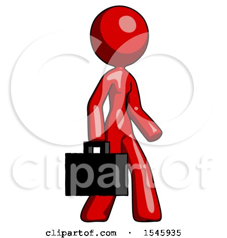 Red Design Mascot Woman Walking with Briefcase to the Right by Leo Blanchette