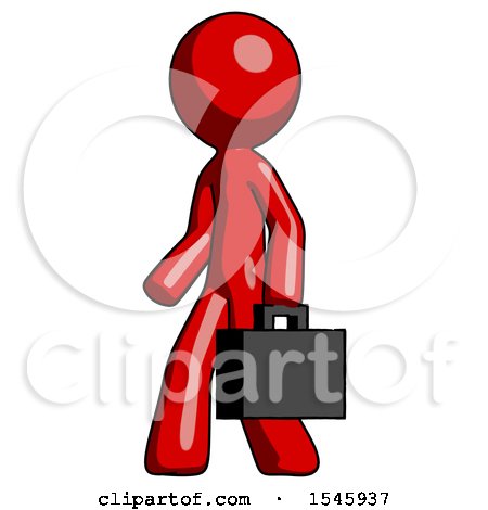 Red Design Mascot Man Walking with Briefcase to the Left by Leo Blanchette
