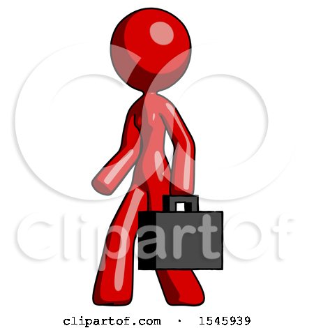 Red Design Mascot Woman Man Walking with Briefcase to the Left by Leo Blanchette