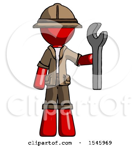 Red Explorer Ranger Man Holding Wrench Ready to Repair or Work by Leo Blanchette