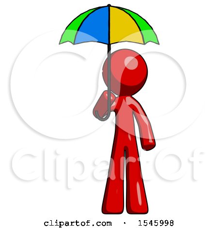Red Design Mascot Man Holding Umbrella Rainbow Colored by Leo Blanchette