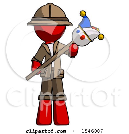 Red Explorer Ranger Man Holding Jester Diagonally by Leo Blanchette