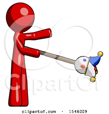 Red Design Mascot Man Holding Jesterstaff - I Dub Thee Foolish Concept by Leo Blanchette