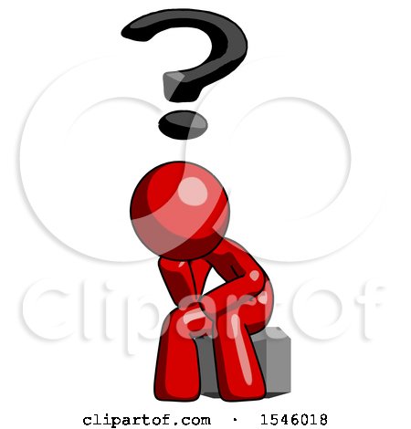 Red Design Mascot Man Thinker Question Mark Concept by Leo Blanchette