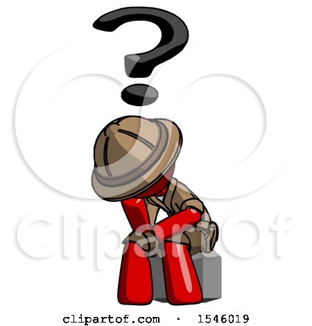 Red Explorer Ranger Man Thinker Question Mark Concept by Leo Blanchette