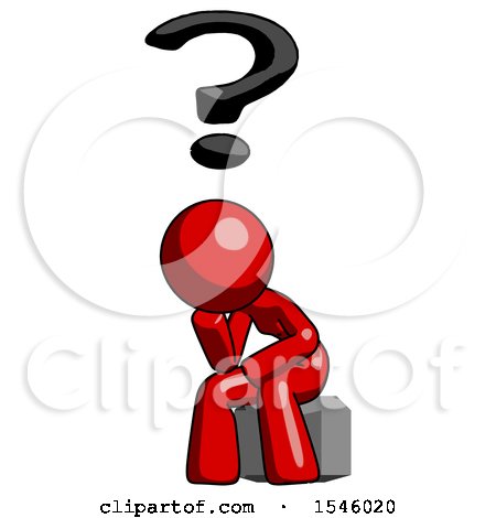 Red Design Mascot Woman Thinker Question Mark Concept by Leo Blanchette