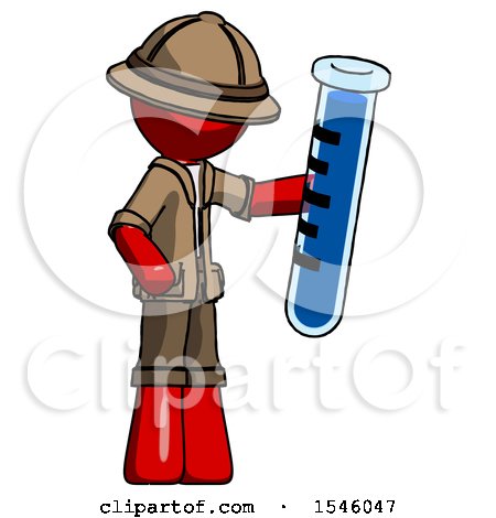 Red Explorer Ranger Man Holding Large Test Tube by Leo Blanchette